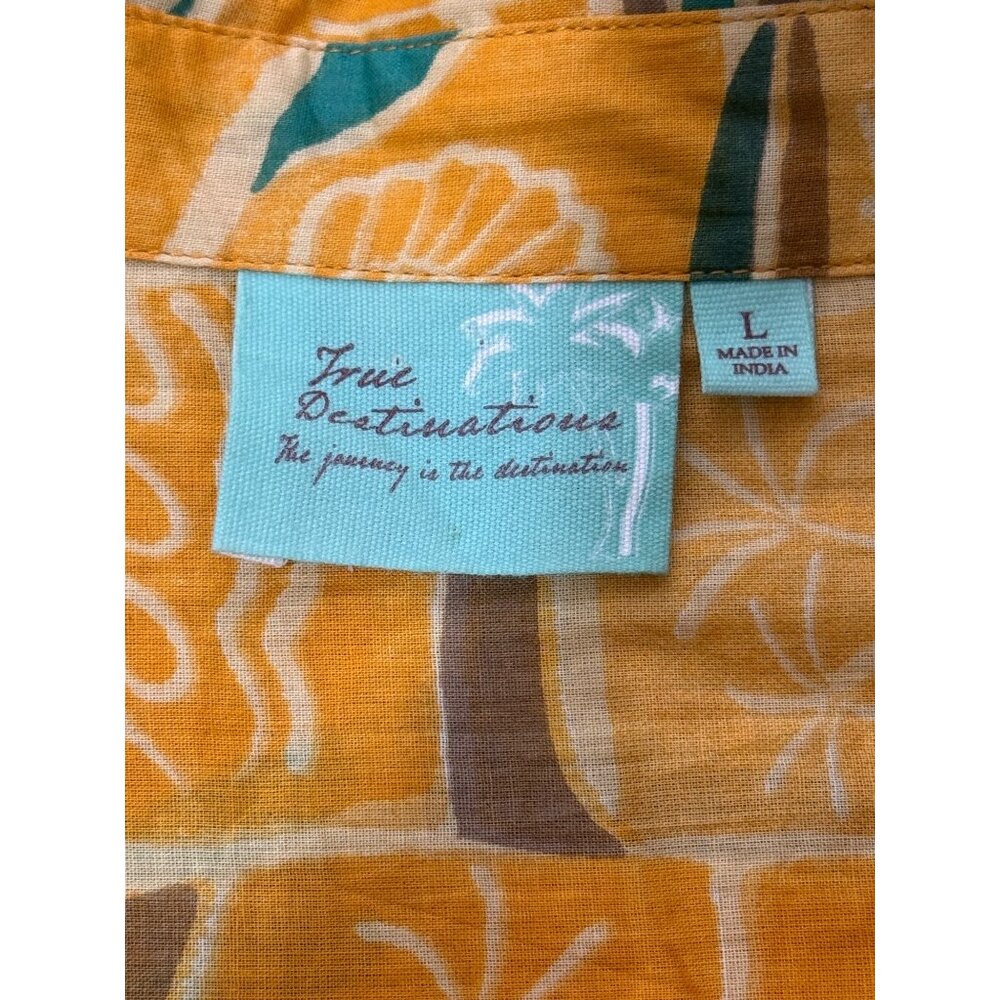 True Destinations Long Sleeve Top Womens Button-Up Shirt Resort Yellow Size L - Picture 3 of 7